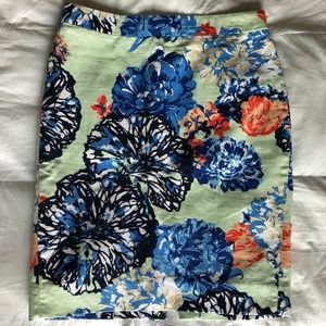 JCREW 100% Cotton Floral High Waisted Pencil Skirt